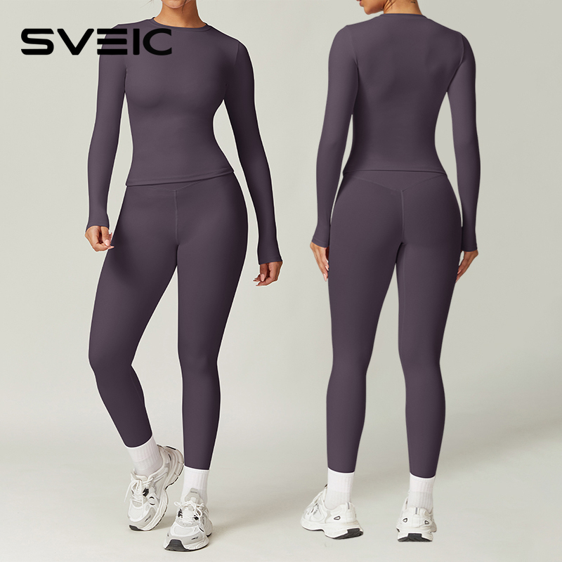 Yoga Fitness Zumba - SVEIC Long Sleeves Yoga Set Leggings